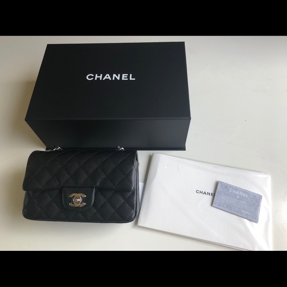 CHANEL Handbags - Chanel Black Caviar Rectangular Mini Flap